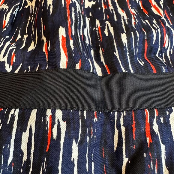 Milly Dress Olivia Silk Linen Sheath Peplum Sleeveless Career Black Red Size 8 - Picture 4 of 12